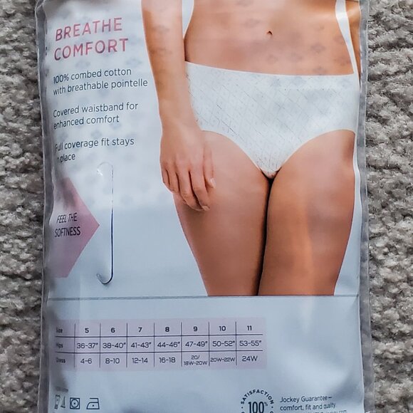 Jockey Elance Hipsters Breathe Comfort Cotton Women Underwear 3 Pack Size 7 - Picture 3 of 4